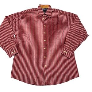 MINE Men’s Striped Flip Cuff Button Up Shirt, Large